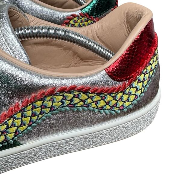 Gucci Ace Sneakers Silver Dragon Leather Size 7 Men / 8.5 Women Unisex Italy main image 7